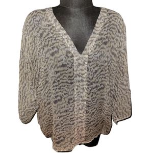 Gypsy 05 Anthropologie Sheer Abstract Leopard 3/4 Sleeve Blouse sz XS